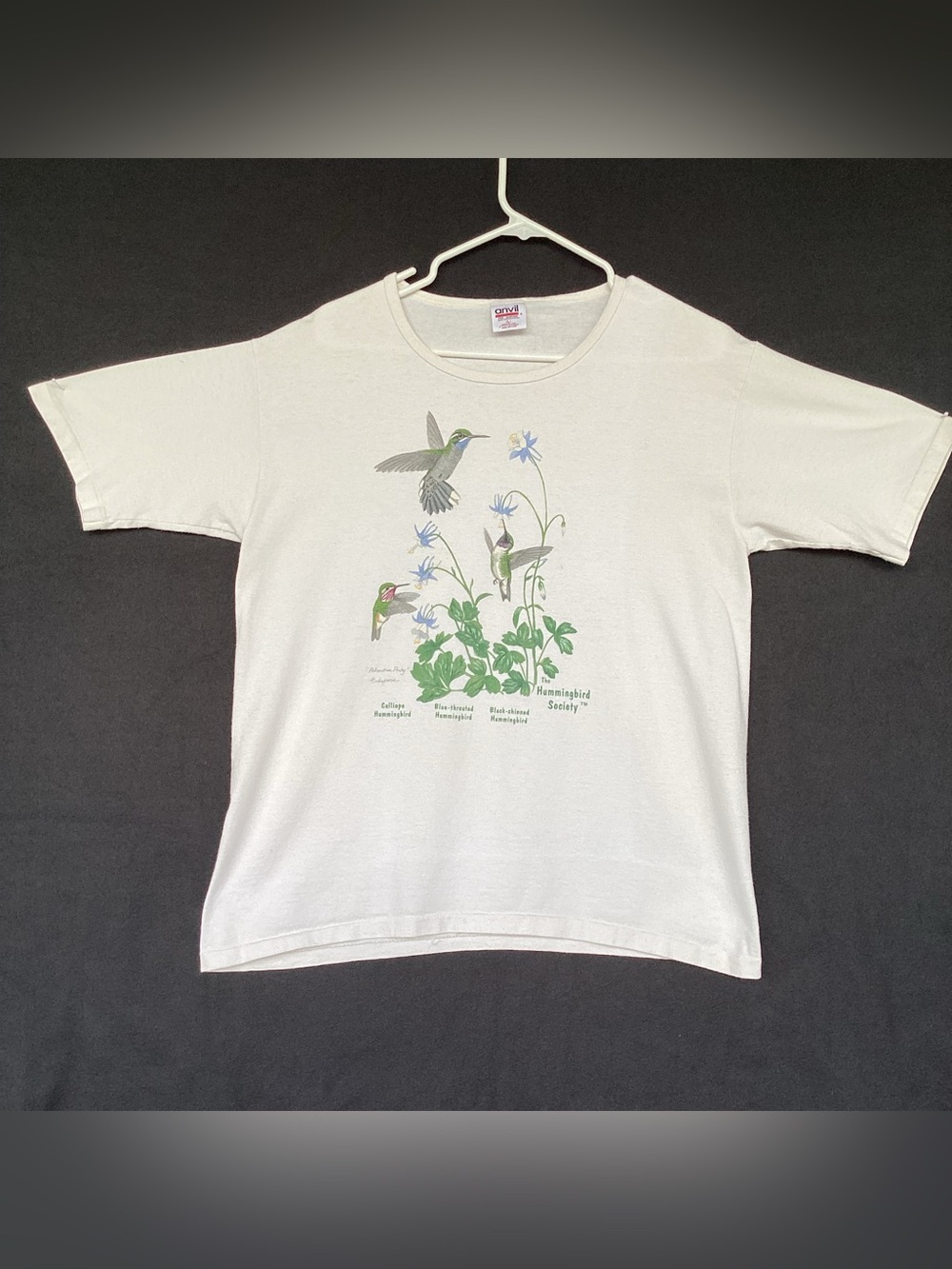 Vintage Anvil hummingbird pollinator party t shirt made in USA